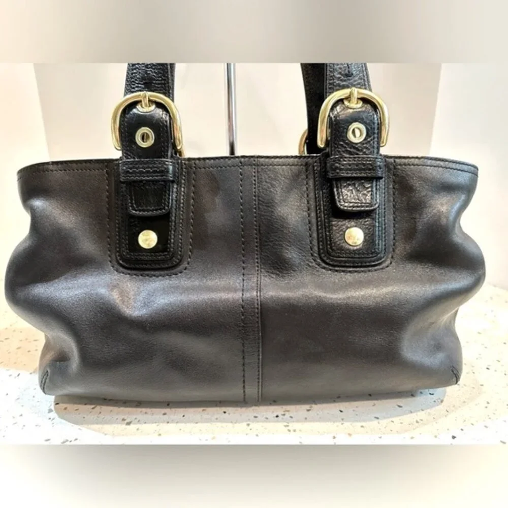 COACH‎ Black Leather Shoulder Handbag